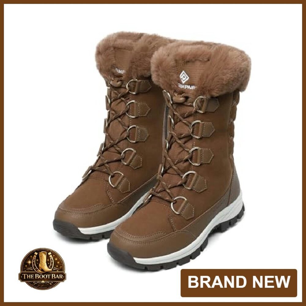Women's Waterproof Winter Snow Boots Faux Fur Insulated Non-Slip Mid Calf - Picture 5 of 8